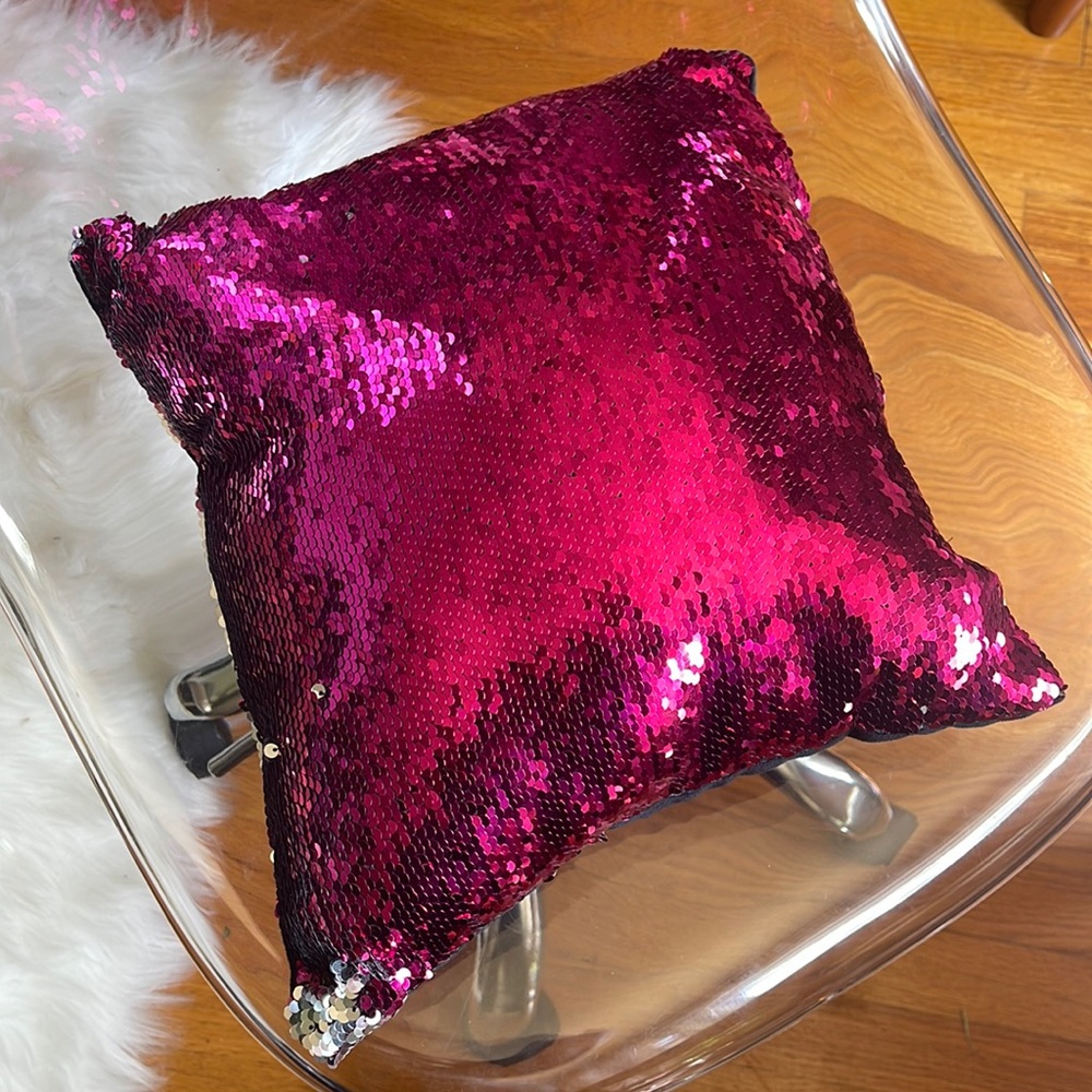 Pink & Silver Sequin Pillow